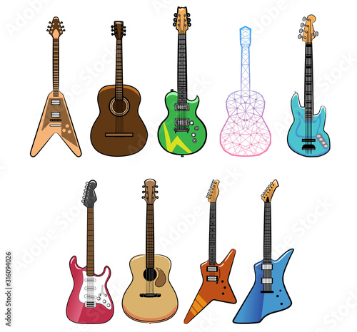 Guitar vector set collection graphic clipart design