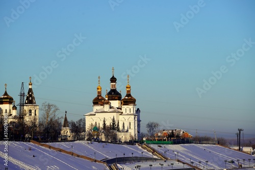 Trinity monastery in Tyumen city in winter photo