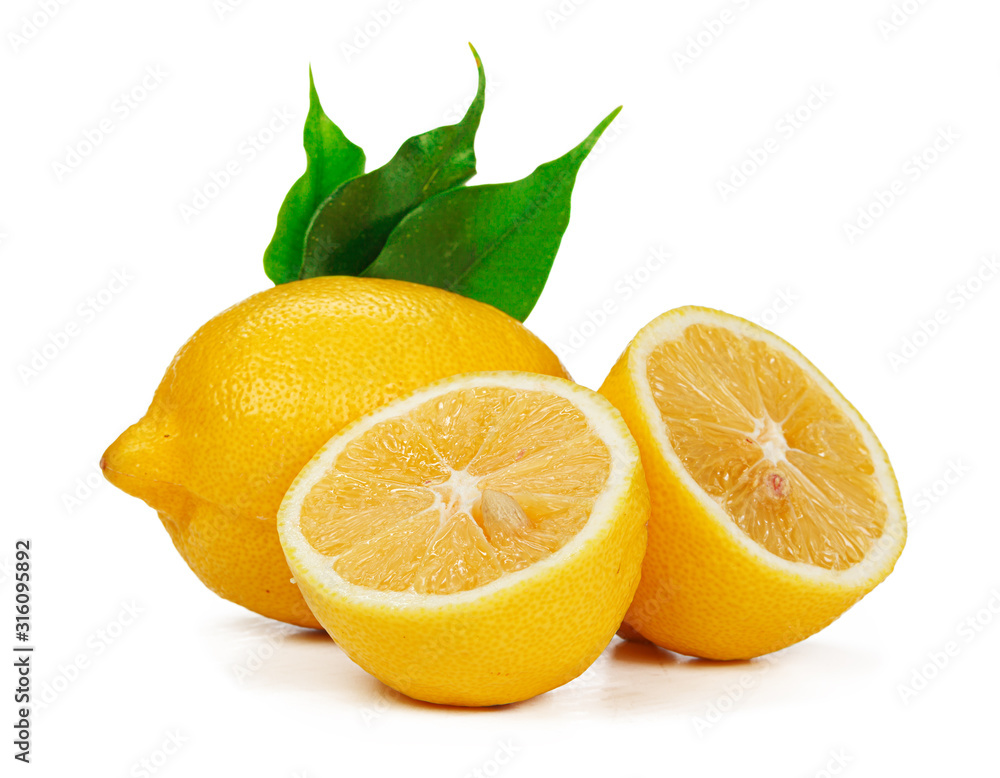 Chopped lemon fruit isolated on white background