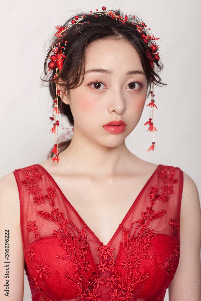 Beautiful asian woman in red dress Beautiful asian woman in red dress