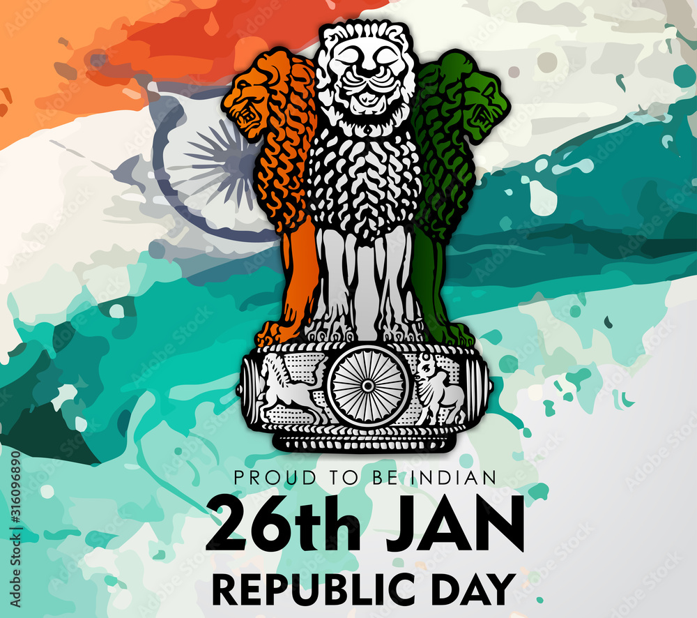 Illustration of wave abstract of Happy Indian Republic day ...
