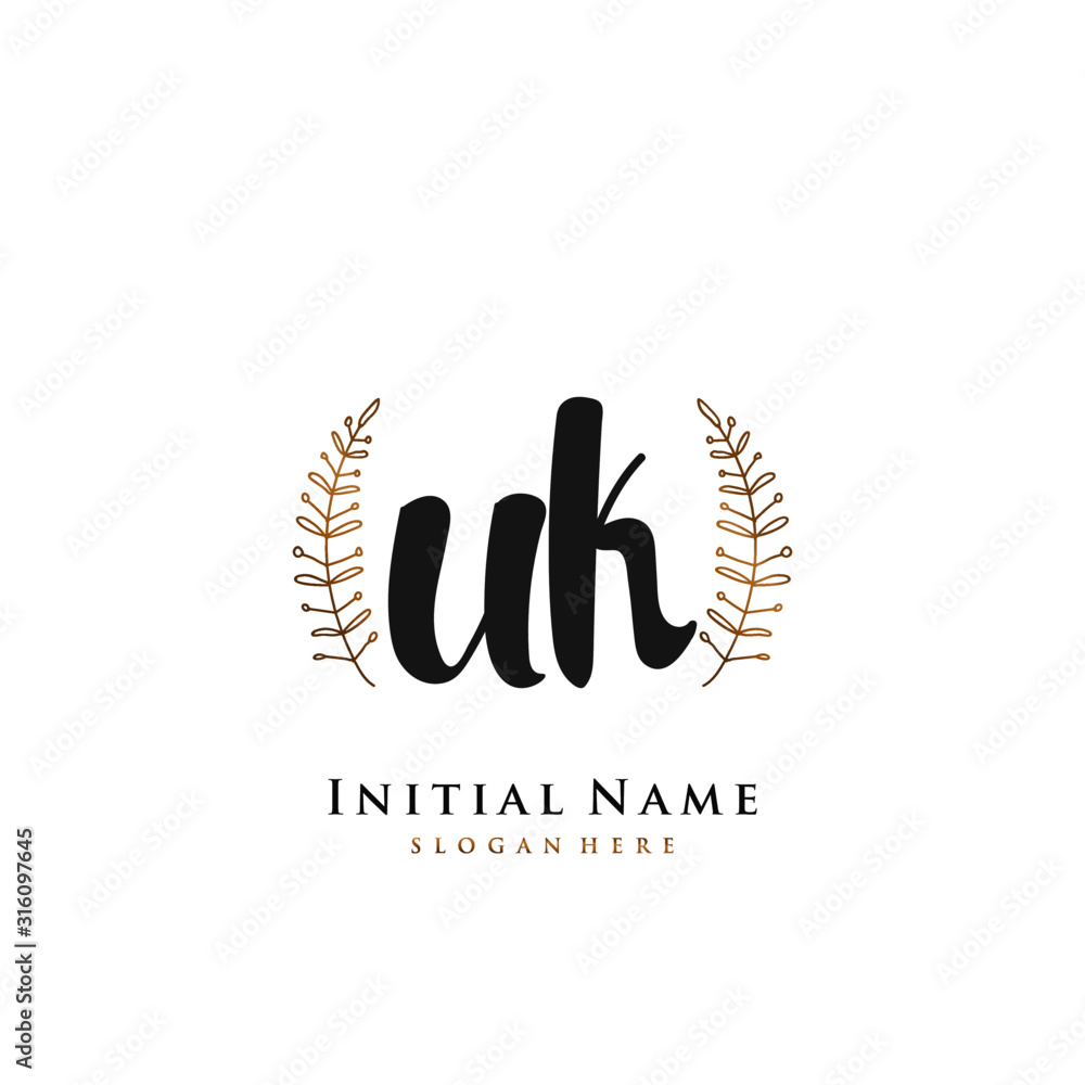 UK Initial handwriting logo vector UK Initial handwriting logo vector