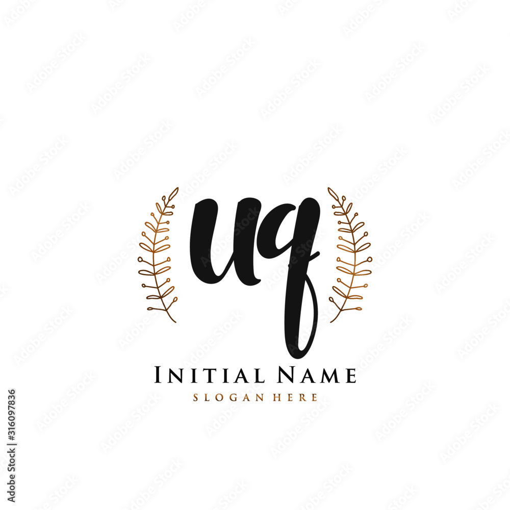 UQ Initial handwriting logo vector UQ Initial handwriting logo vector