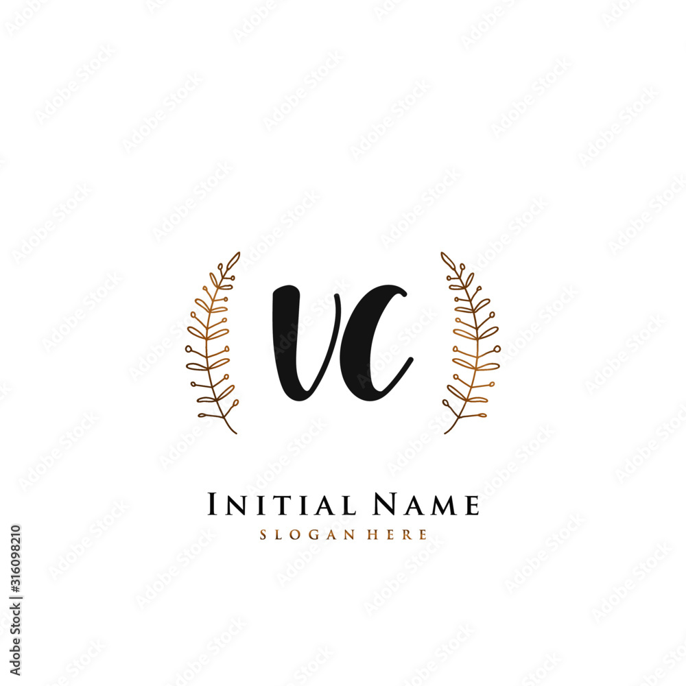 VC Initial handwriting logo vector	