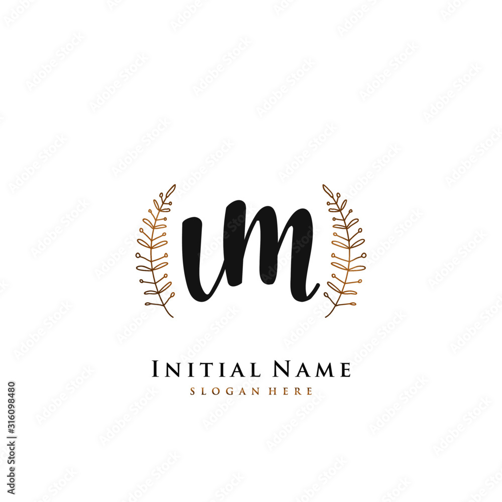 VM Initial handwriting logo vector	
