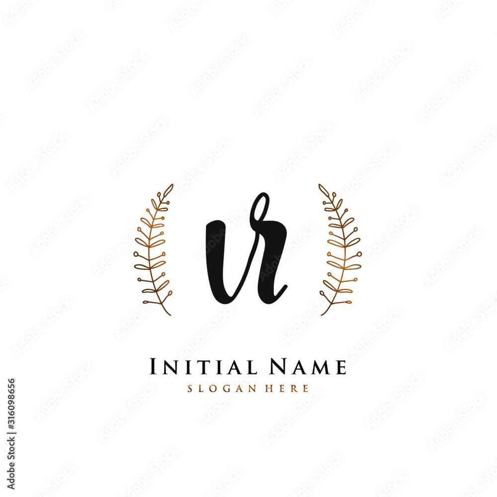 VR Initial handwriting logo vector VR Initial handwriting logo vector