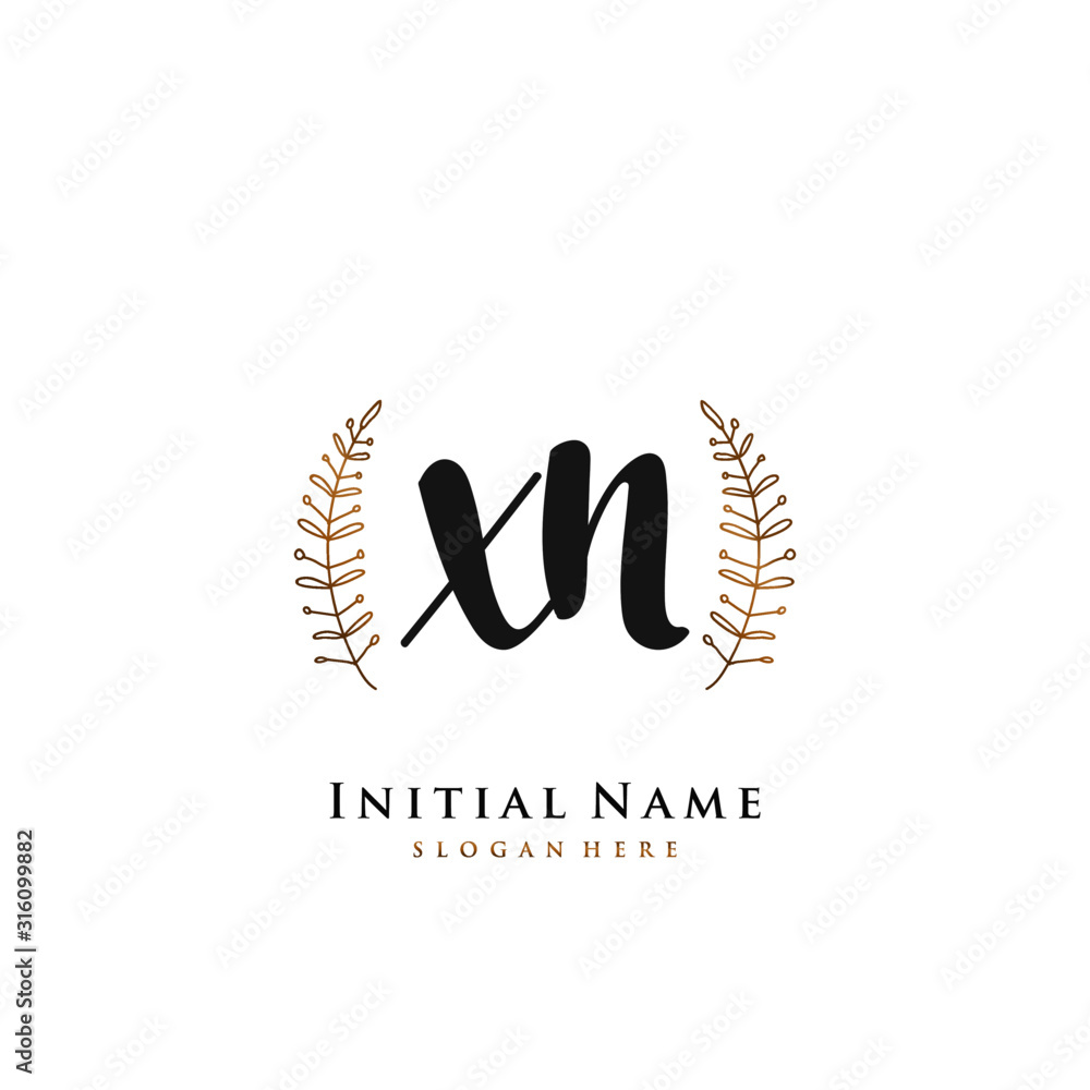 XN Initial handwriting logo vector XN Initial handwriting logo vector