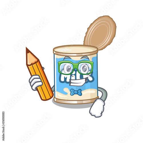 A picture of Student condensed milk character holding pencil