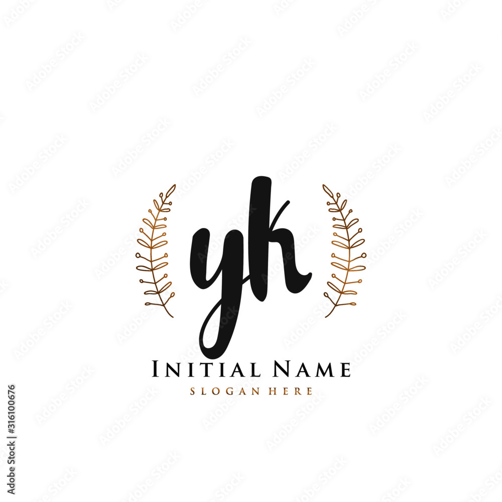 YK Initial handwriting logo vector	