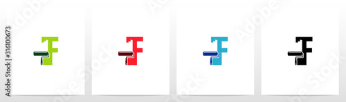 Paint Roller On Letter Logo Design F
