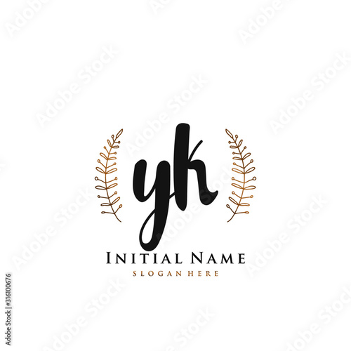 YK Initial handwriting logo vector 