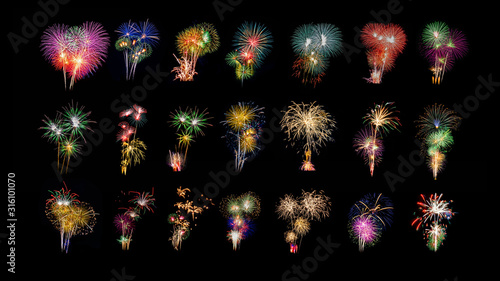 colorful fireworks on black background