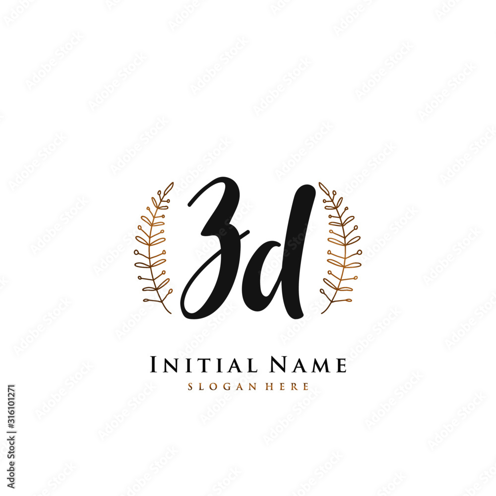 ZD Initial handwriting logo vector	