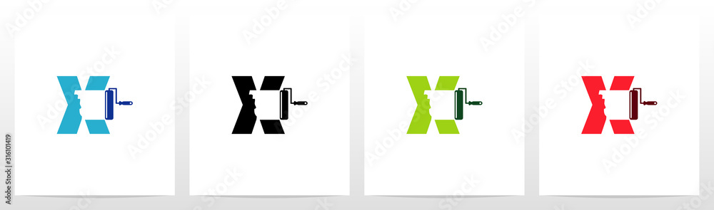 Paint Roller On Letter Logo Design X Paint Roller On Letter Logo Design X