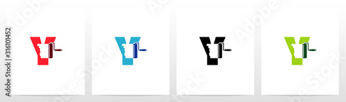 Paint Roller On Letter Logo Design Y