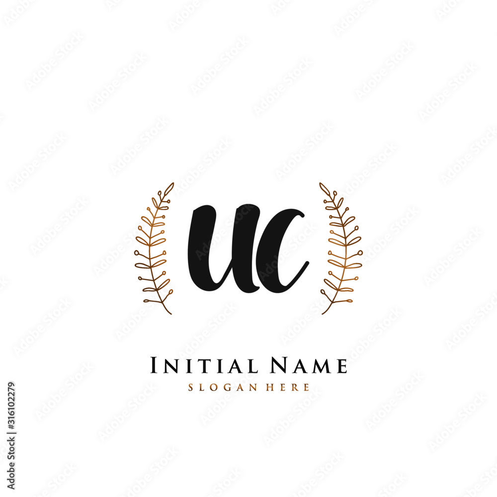 UC Initial handwriting logo vector	