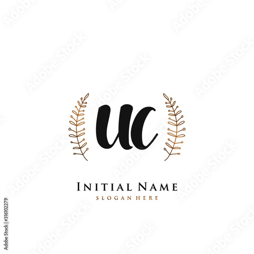 UC Initial handwriting logo vector 