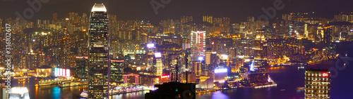 A large view over the entire City of Hong Kong by night © Friemann