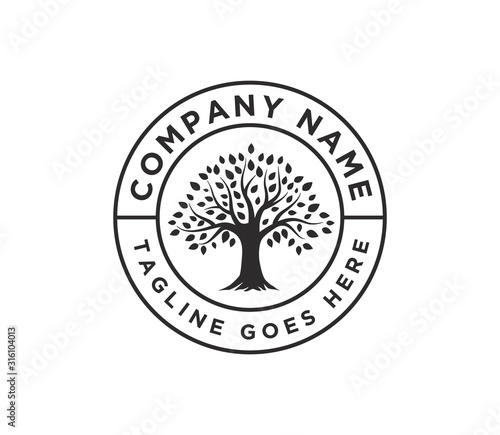 Tree of Life Stamp Logo Design Vector Inspiration