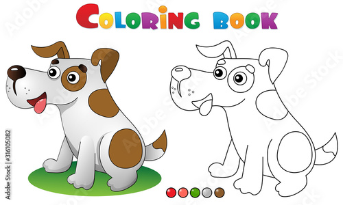 Coloring Page Outline of cartoon dog with bone. Pets. Coloring book for kids.