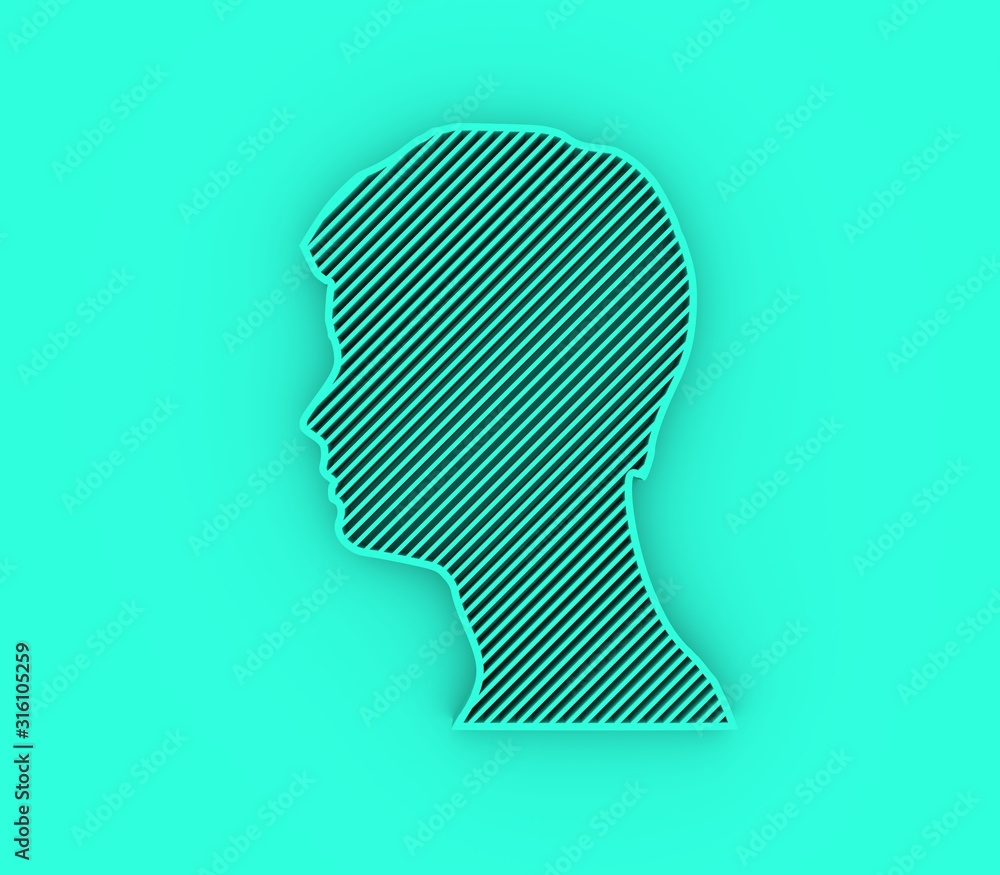 Face profile view. Elegant silhouette of male head. Beautiful man portrait. Thin line style. 3D rendering. Face profile view. Elegant silhouette of male head. Beautiful man portrait. Thin line style. 3D rendering.