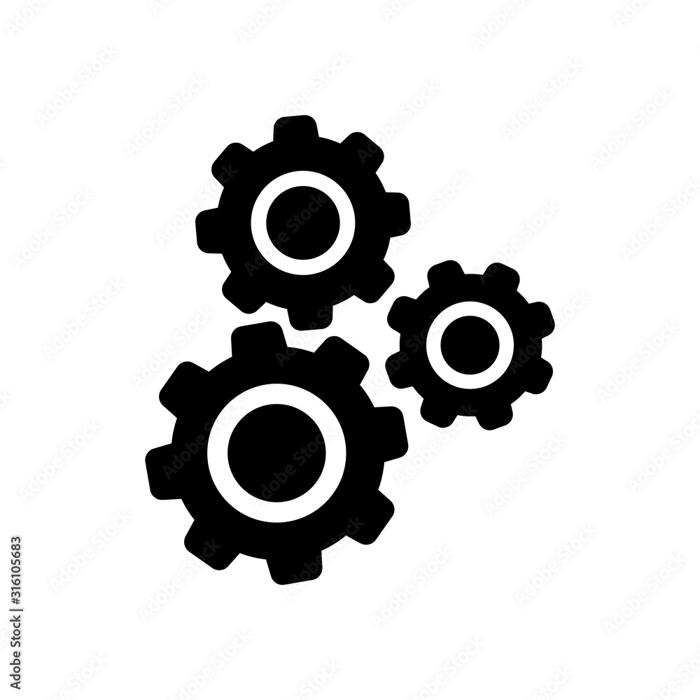 Gears vector icon. Settings symbol. Cogwheel illustration. Gears vector icon. Settings symbol. Cogwheel illustration.