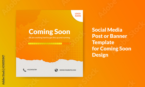 Social media post or banner template for coming soon design 01