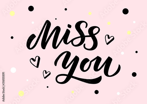 Miss you hand drawn lettering