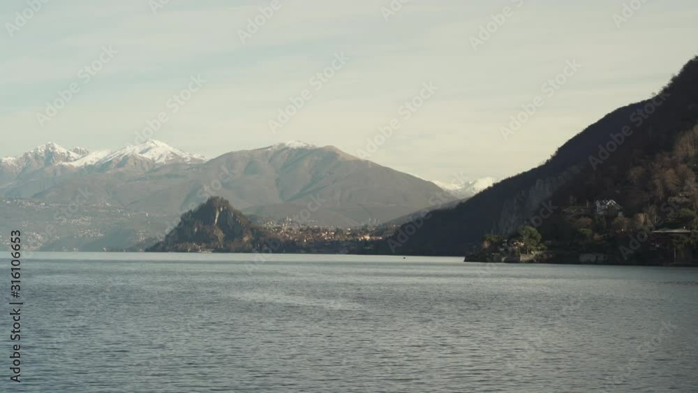 The view to North from Laveno on a boat on Lake Maggiore The view to North from Laveno on a boat on Lake Maggiore