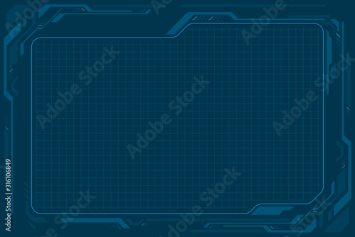 HUD circuit cyber interface screen with copy space grid.