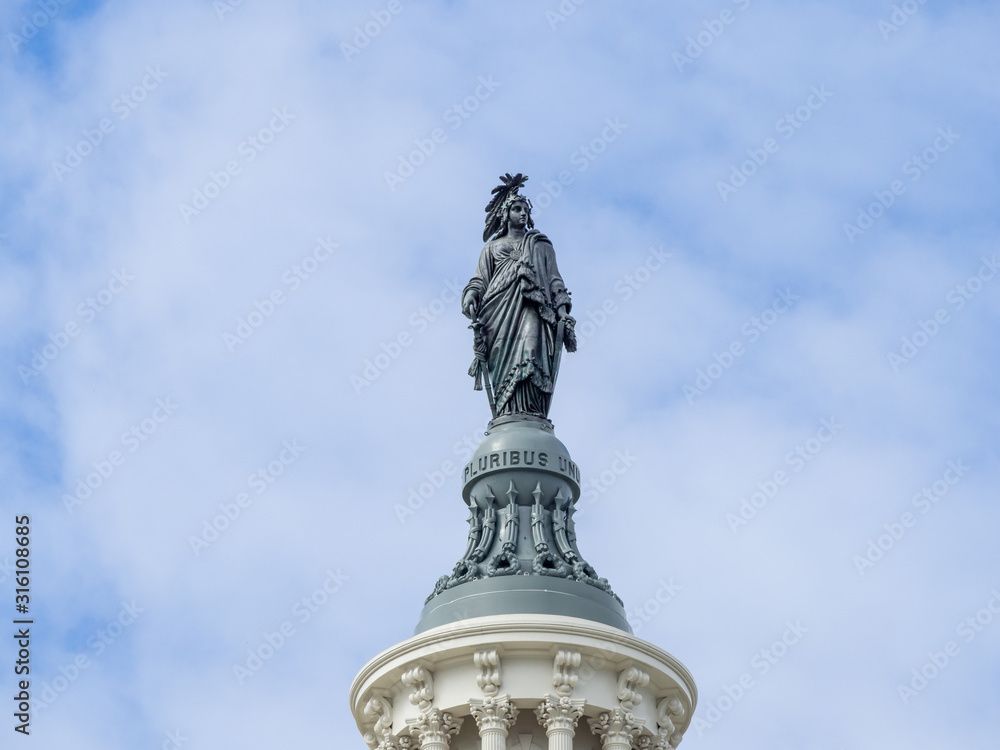 Washington, United  States of America [ Statue of Freedom on the dome of US capitol building, by Thomas Crawford ]