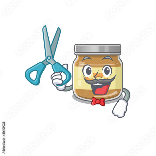 Smiley Funny Barber peanut butter cartoon character design style