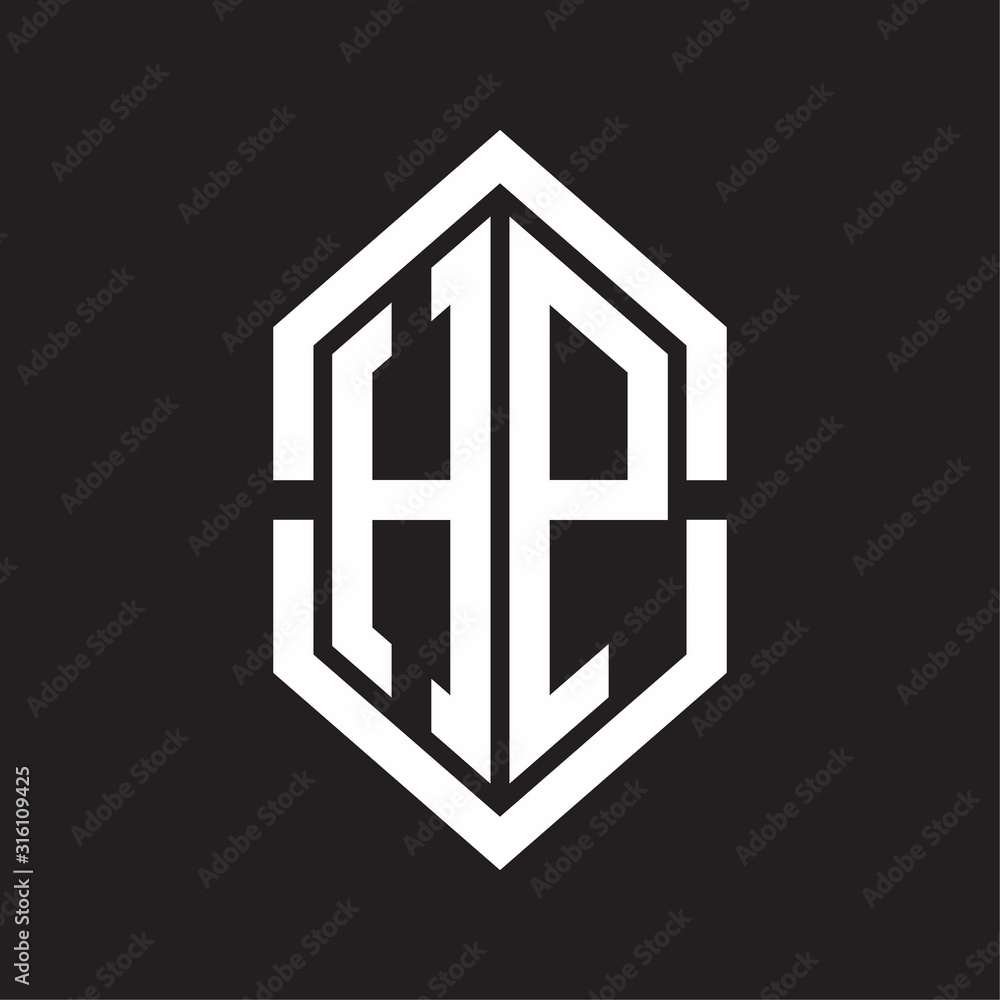HP Logo monogram with hexagon shape and outline slice style with black and white HP Logo monogram with hexagon shape and outline slice style with black and white