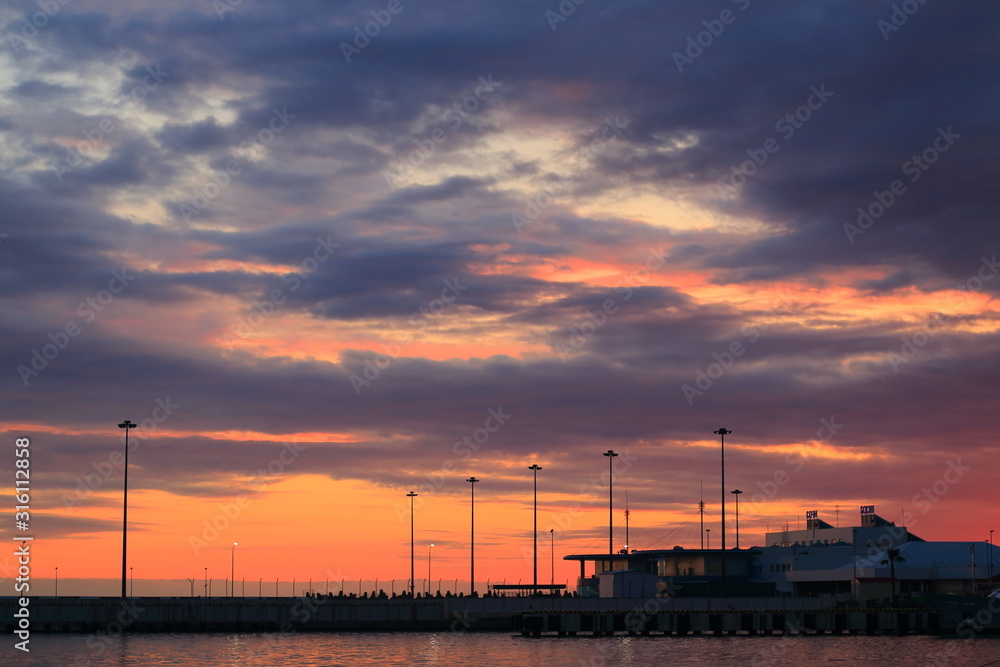 Black Sea port of Sochi at sunset Black Sea port of Sochi at sunset