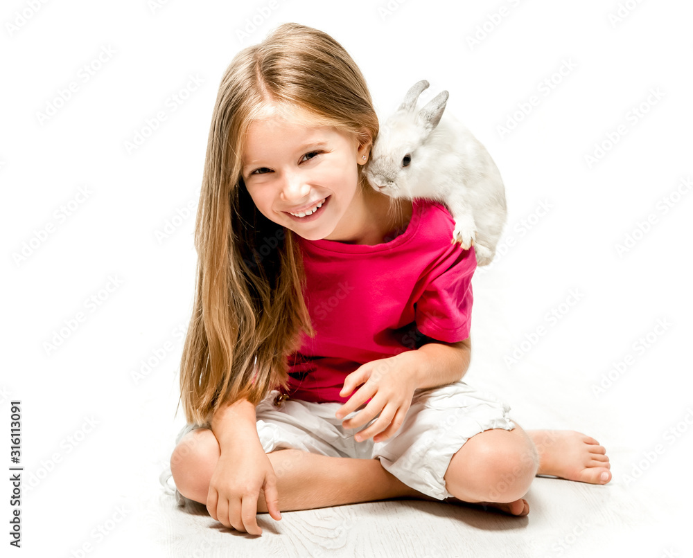 little girl with her rabbit little girl with her rabbit