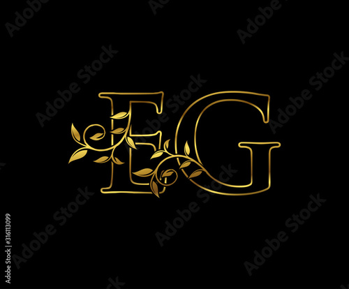 Golden E, G and EG Luxury Letter Logo Design