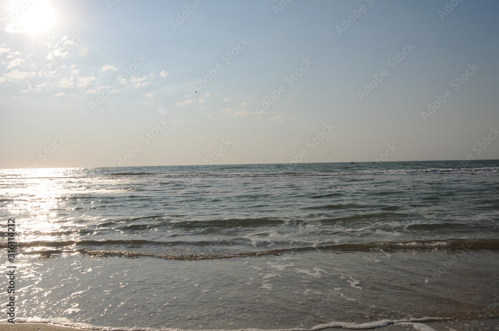 Vacation on sea with waves and seagulls Vacation on sea with waves and seagulls