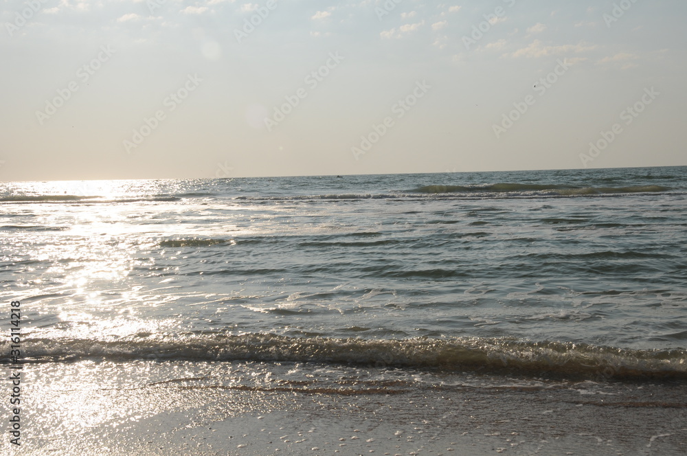 Vacation on sea with waves and seagulls Vacation on sea with waves and seagulls