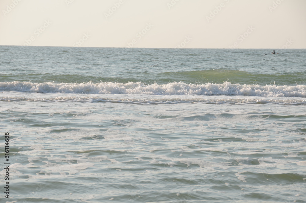 Vacation on sea with waves and seagulls Vacation on sea with waves and seagulls