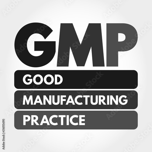 GMP - Good Manufacturing Practice acronym, business concept background
