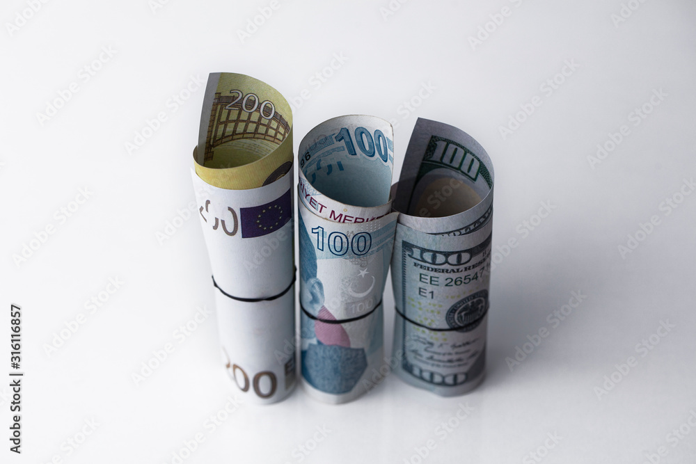 new edition 100 dollars, euro and 100 Turkish lira new edition 100 dollars, euro and 100 Turkish lira