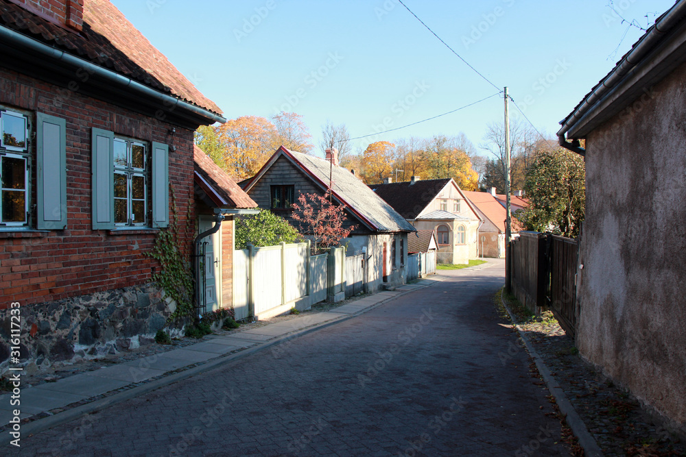 street in old town of Kuldiga, Latvia