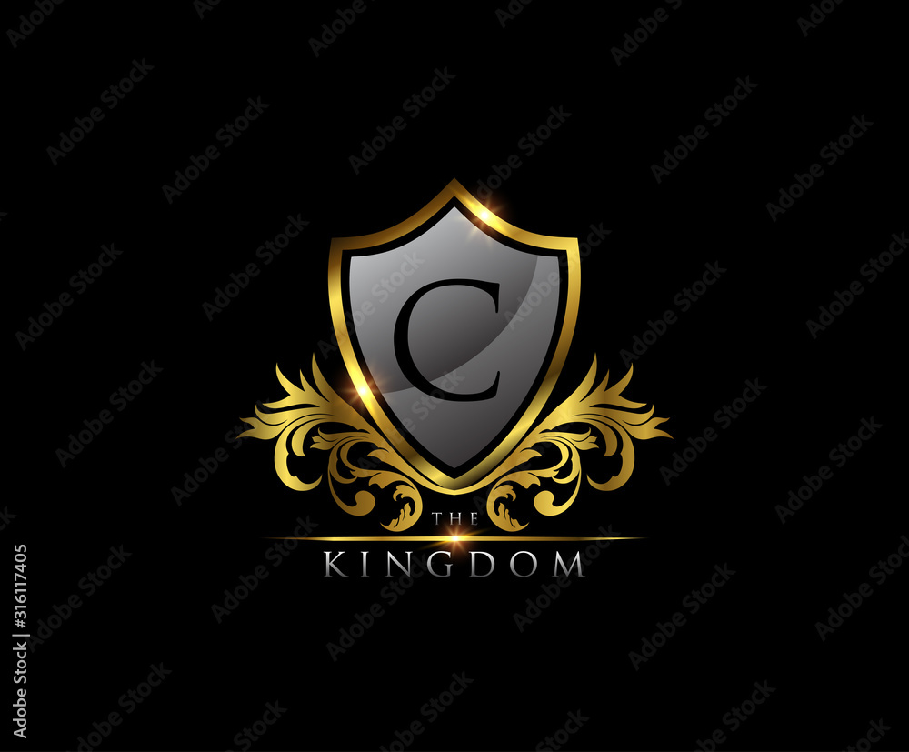 Golden C Letter Luxury Shield Logo Design Golden C Letter Luxury Shield Logo Design