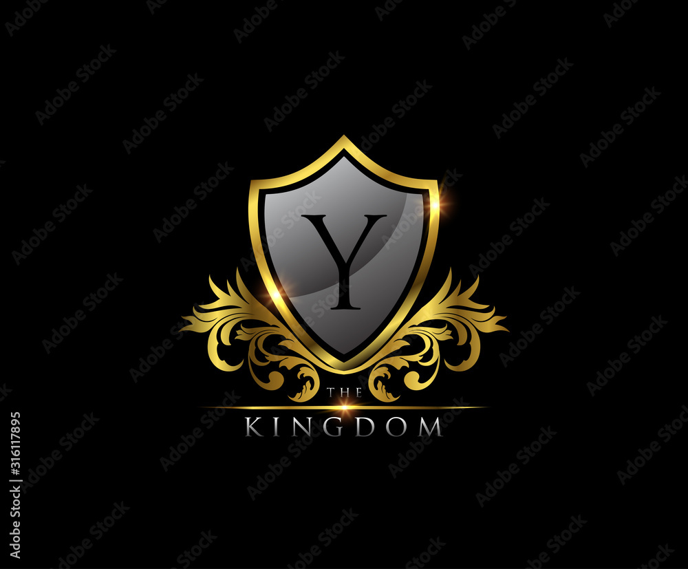 Golden Y Letter Luxury Shield Logo Design Golden Y Letter Luxury Shield Logo Design