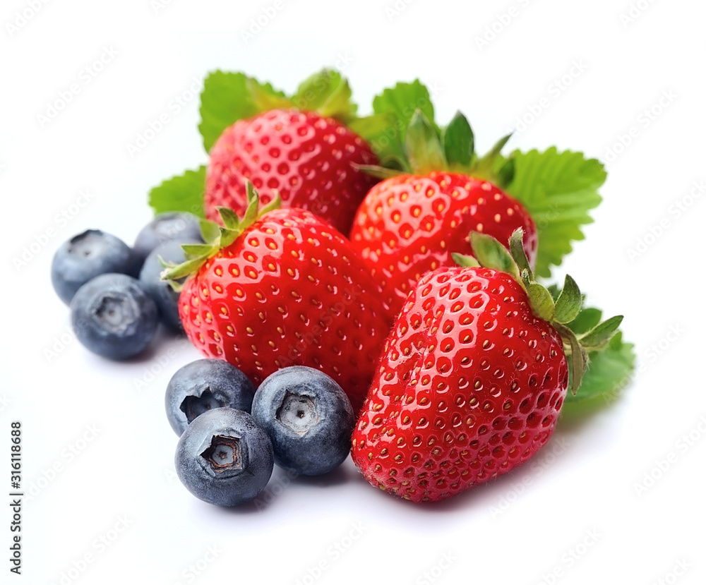Sweet strawberry and blackberry isolated. Sweet strawberry and blackberry isolated.
