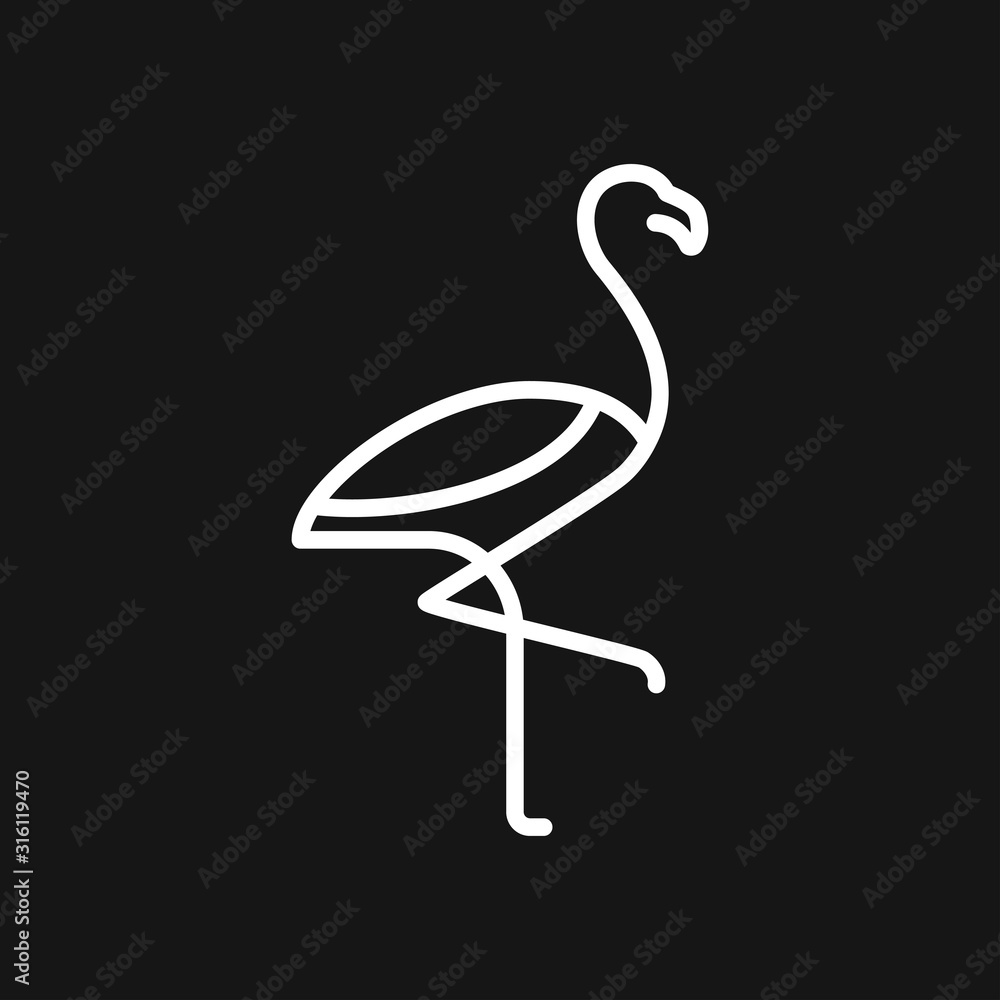 Flamingo icon, minimalistic vector illustration, symbol of bird Flamingo icon, minimalistic vector illustration, symbol of bird