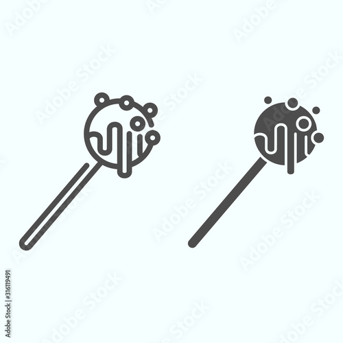 Pop cake line and solid icon. Cake on a stick vector illustration isolated on white. Lollipops outline style design, designed for web and app. Eps 10.