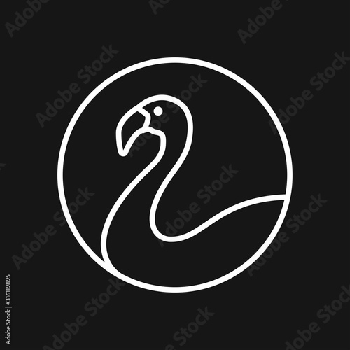 Fototapeta Naklejka Na Ścianę i Meble -  Flamingo icon, minimalistic vector illustration, symbol of bird
