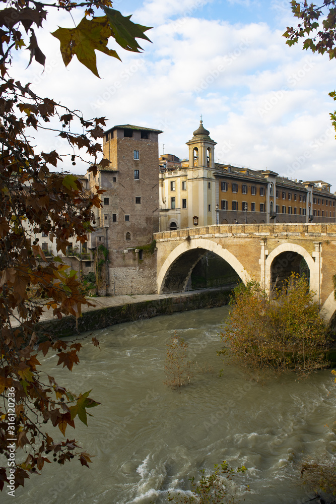 sublicio bridge and tiber river in Rome