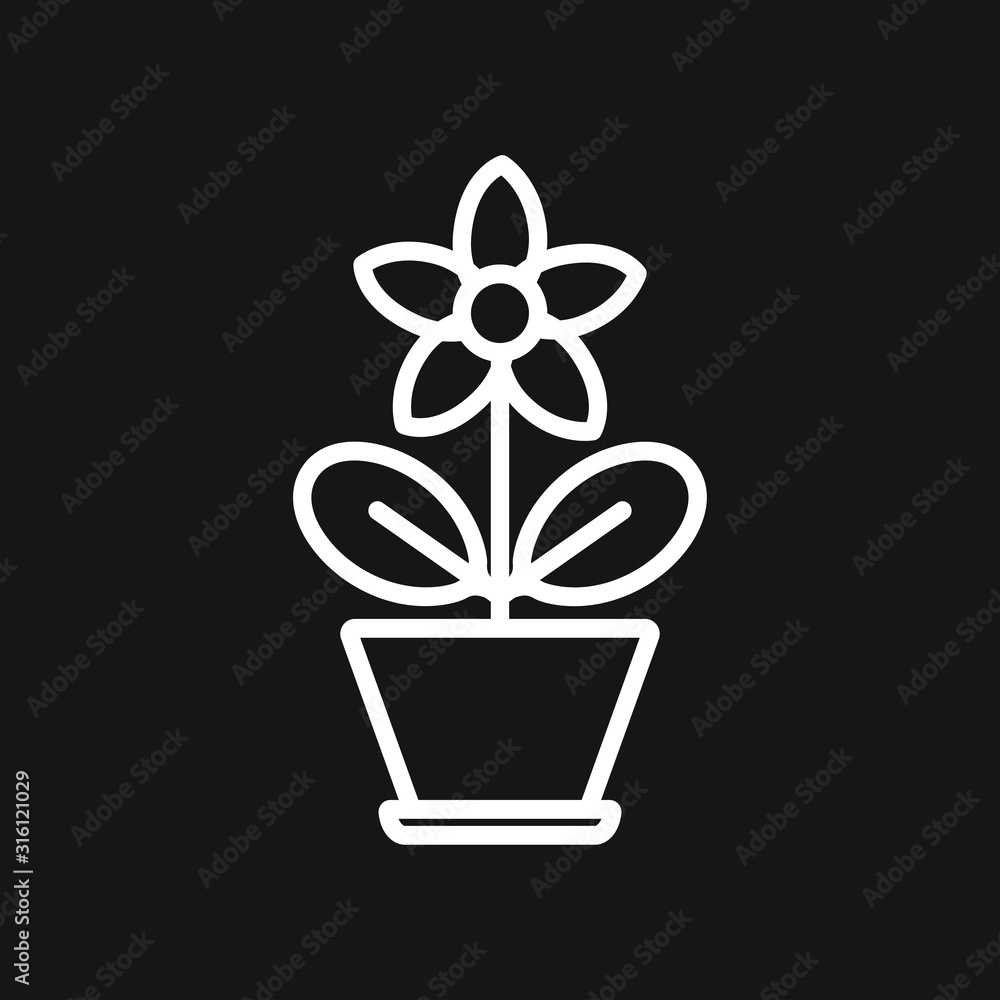 Flowerpot icon, vectorized plants in a pot, flower symbol Flowerpot icon, vectorized plants in a pot, flower symbol